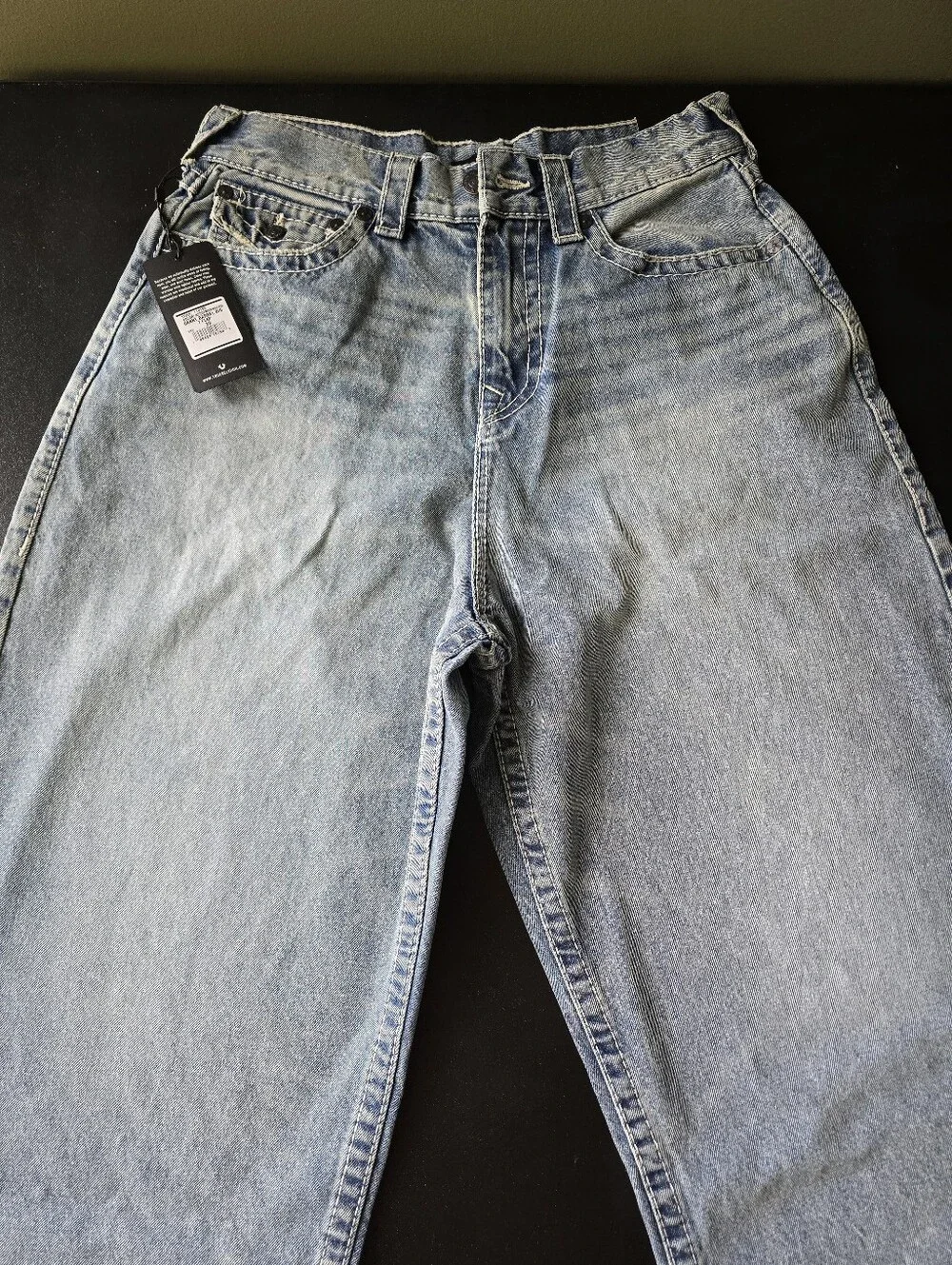 True Religion Danny Barrel Leg Jeans in Medium Wash Blue